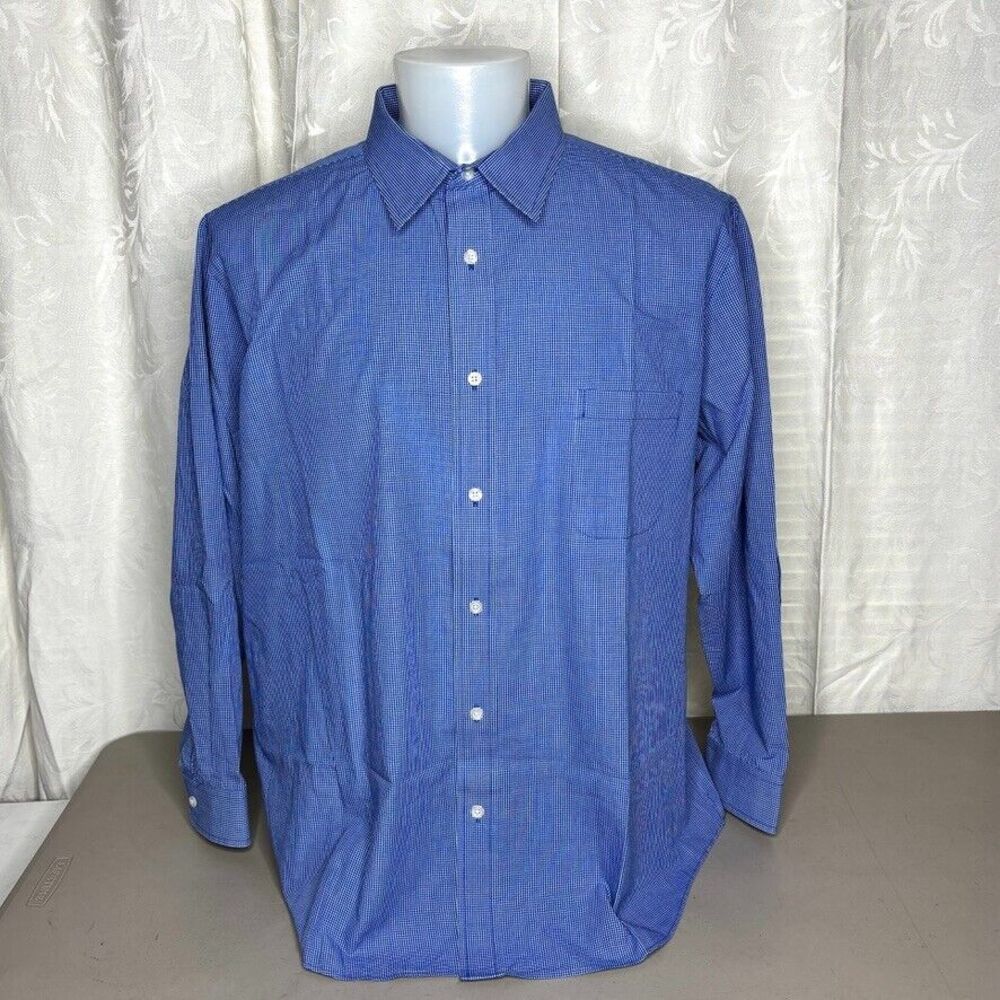 Croft&Barrow Classic Fit WrinkleResist BlueWhite Pinstripe Dress Shirt Mens 18.5